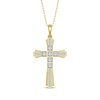 Thumbnail Image 1 of Baguette & Round-Cut Diamond Cross Necklace 1/3 ct tw 10K Yellow Gold 18"
