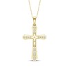 Thumbnail Image 4 of Baguette & Round-Cut Diamond Cross Necklace 1/3 ct tw 10K Yellow Gold 18"