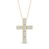 Thumbnail Image 1 of Baguette & Round-Cut Diamond Grid Cross Necklace 1/2 ct tw 10K Yellow Gold 18"