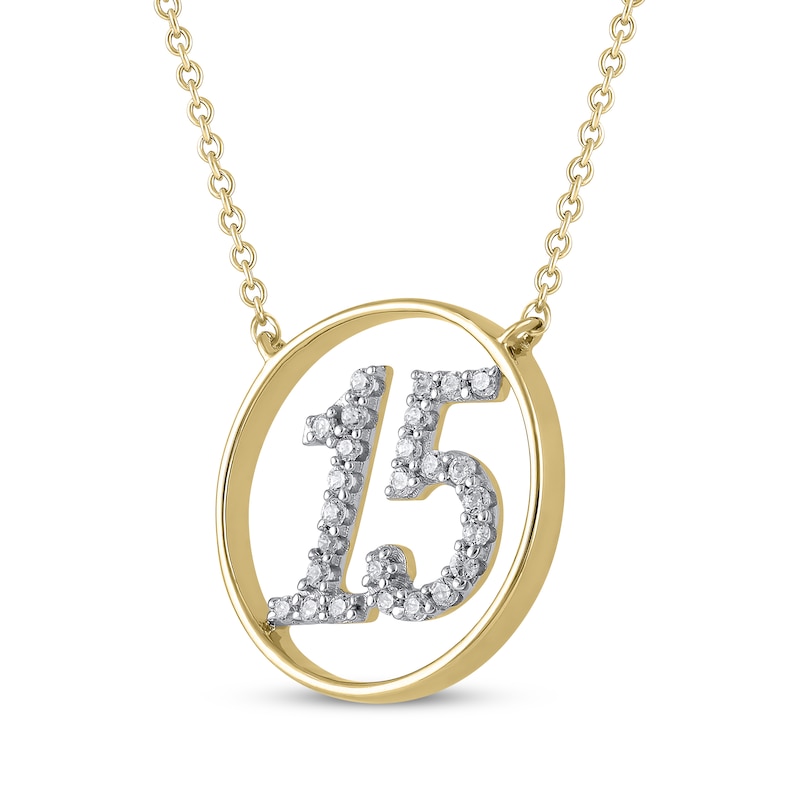 Main Image 2 of Diamond Quinceañera Circle Necklace 1/8 ct tw 10K Yellow Gold 18"