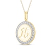 Thumbnail Image 2 of Diamond Quinceañera Cutout Circle Necklace 1/6 ct tw 10K Yellow Gold 18"