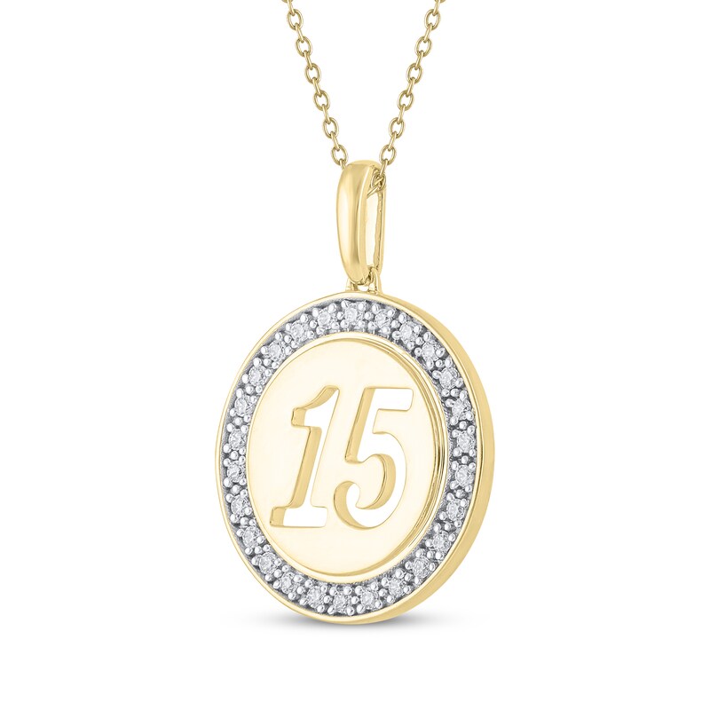Main Image 2 of Diamond Quinceañera Cutout Circle Necklace 1/6 ct tw 10K Yellow Gold 18"