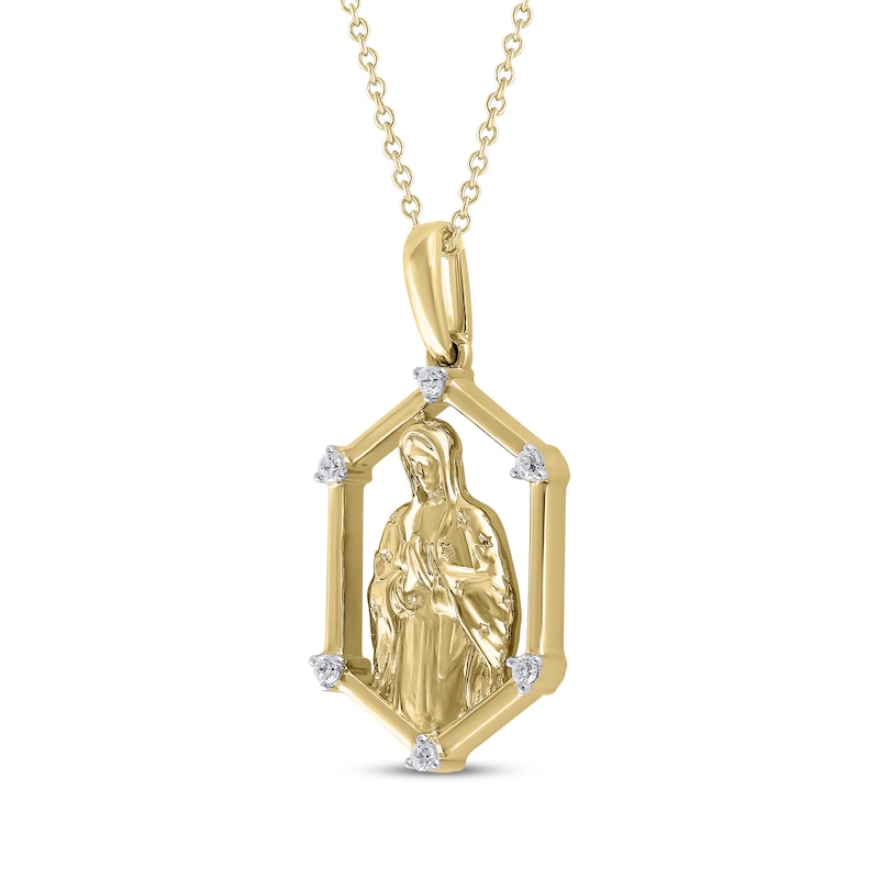 Main Image 2 of Diamond Our Lady of Guadalupe Necklace 1/20 ct tw 10K Yellow Gold 18"