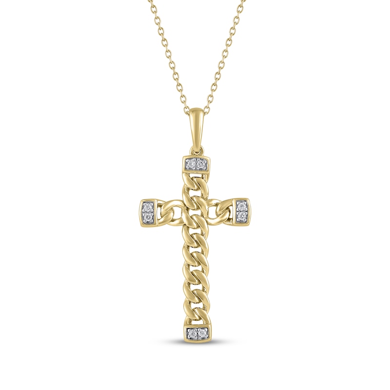 Main Image 1 of Diamond Accent Chain Link Cross Necklace 10K Yellow Gold 18"