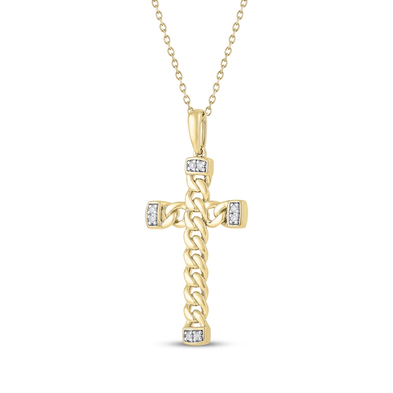 Main Image 2 of Diamond Accent Chain Link Cross Necklace 10K Yellow Gold 18"