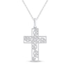 Thumbnail Image 1 of Diamond Filigree Cross Necklace 1/20 ct tw 10K White Gold 18"