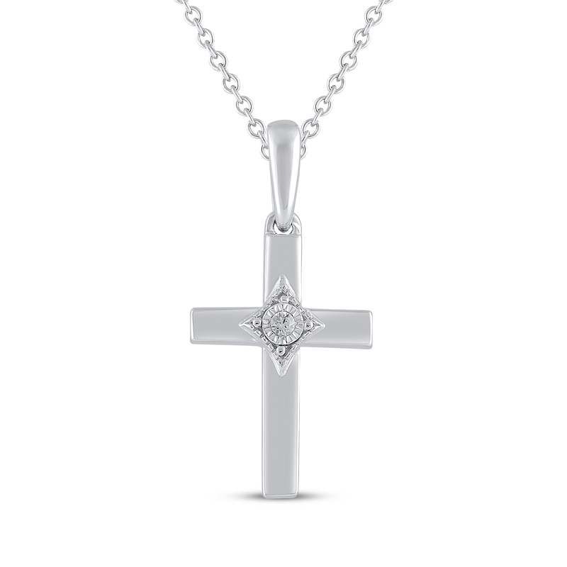 Main Image 1 of Diamond Accent Cross Necklace 10K White Gold 18"