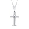 Thumbnail Image 2 of Diamond Accent Cross Necklace 10K White Gold 18"