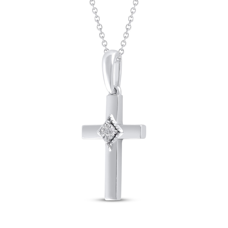 Main Image 2 of Diamond Accent Cross Necklace 10K White Gold 18"