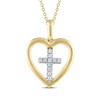Thumbnail Image 1 of Diamond Heart Cross Necklace 1/20 ct tw 10K Yellow Gold 18"