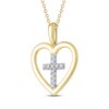 Thumbnail Image 2 of Diamond Heart Cross Necklace 1/20 ct tw 10K Yellow Gold 18"