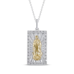 Diamond Our Lady of Guadalupe Necklace 1/10 ct tw 10K Two-Tone Gold 18"