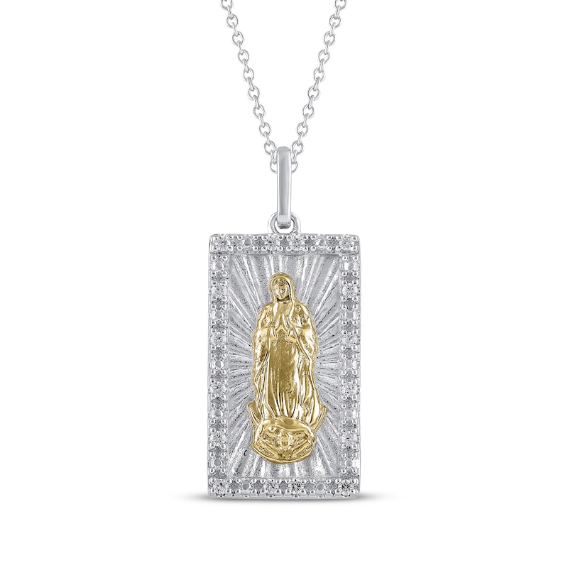 Main Image 1 of Diamond Our Lady of Guadalupe Necklace 1/10 ct tw 10K Two-Tone Gold 18"