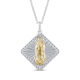 Diamond Our Lady of Guadalupe Necklace 1/10 ct tw 10K Two-Tone Gold 18"