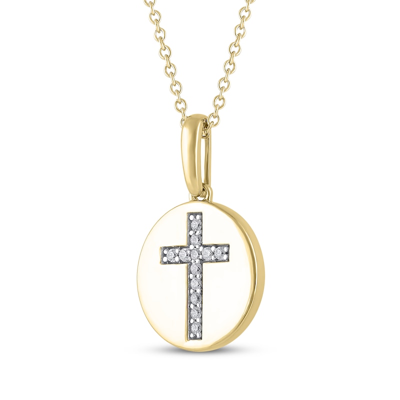 Main Image 2 of Diamond Medallion Cross Necklace 1/20 ct tw 14K Yellow Gold 18"