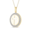 Thumbnail Image 2 of Diamond Medallion Cutout Cross Necklace 1/10 ct tw 14K Yellow Gold 18"
