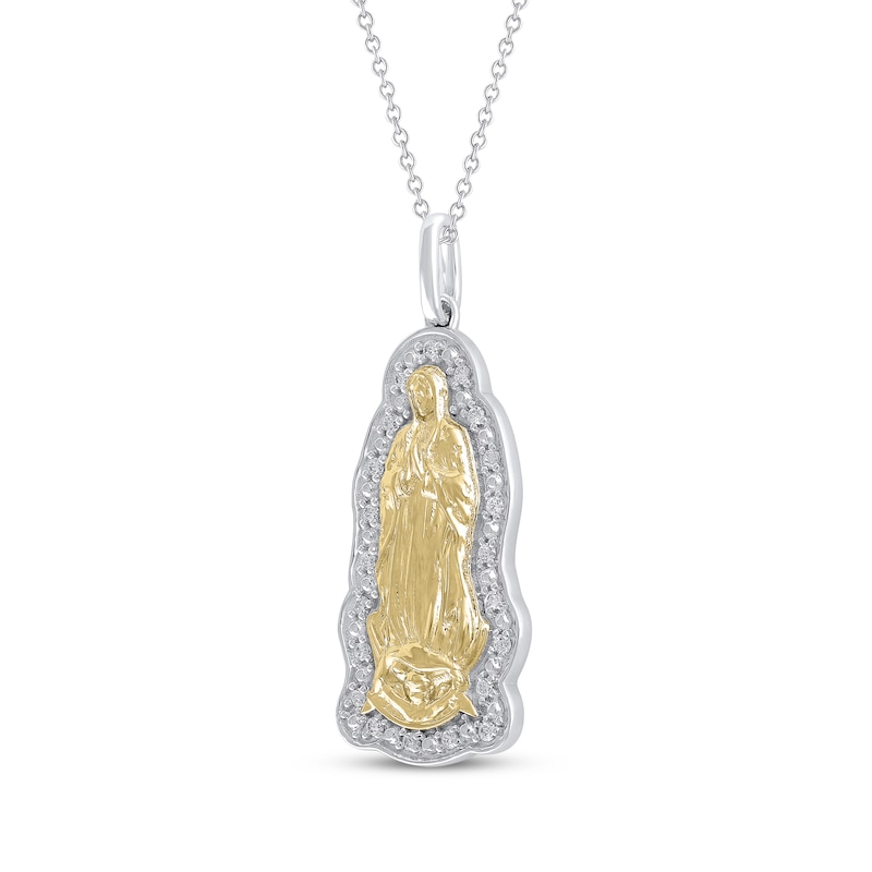 Main Image 2 of Diamond Our Lady of Guadalupe Silhouette Necklace 1/8 ct tw 14K Two-Tone Gold 18"