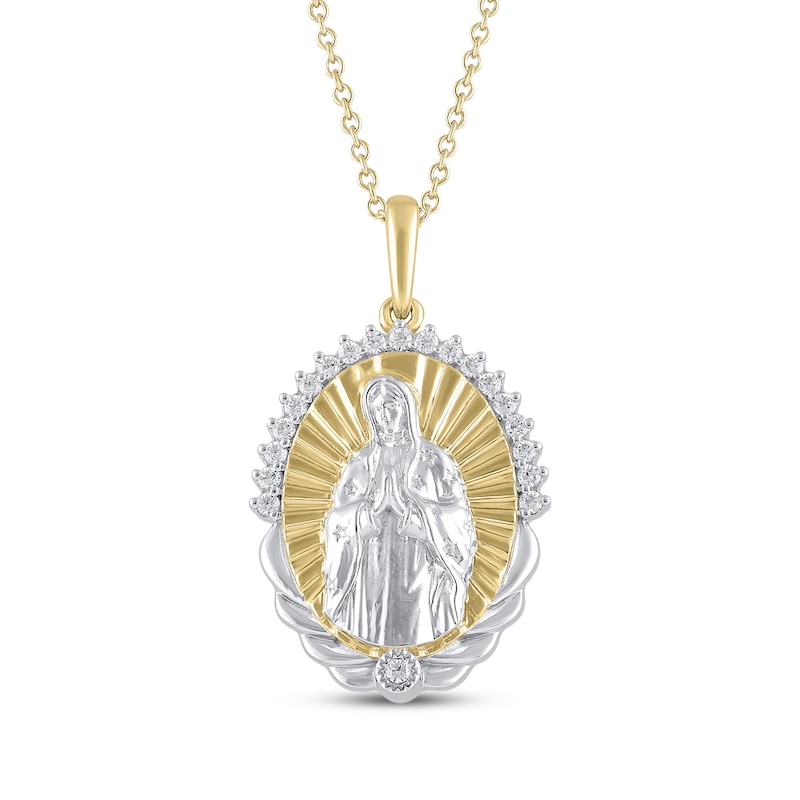 Main Image 1 of Diamond Our Lady of Guadalupe Necklace 1/8 ct tw 14K Two-Tone Gold 18"
