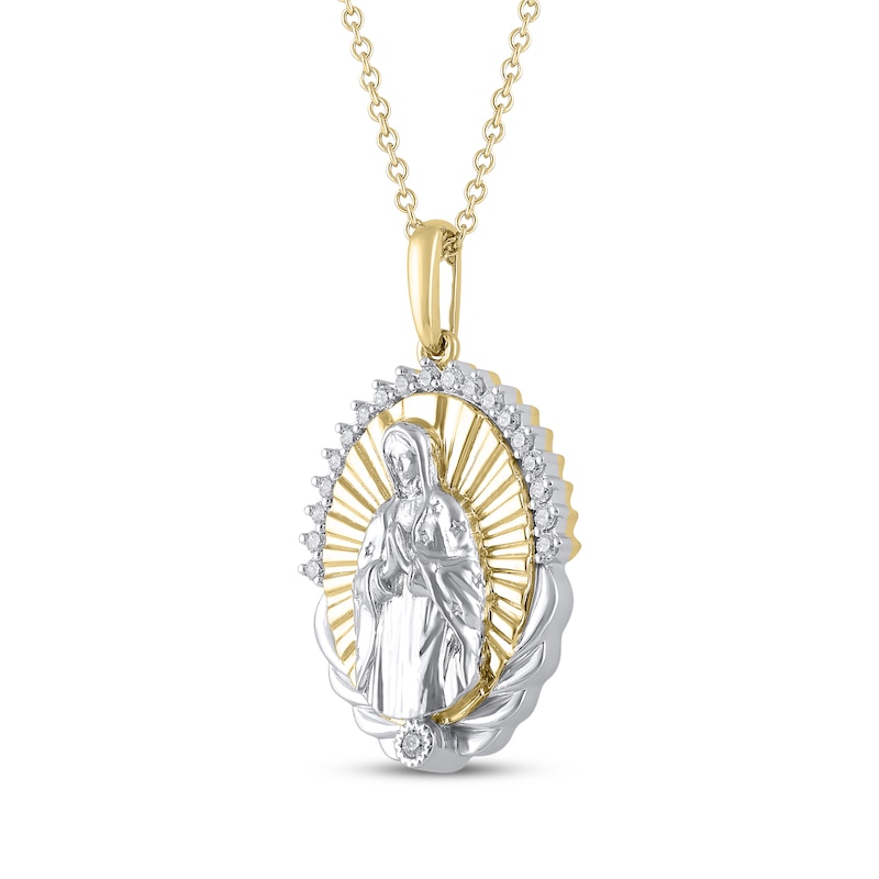 Main Image 2 of Diamond Our Lady of Guadalupe Necklace 1/8 ct tw 14K Two-Tone Gold 18"