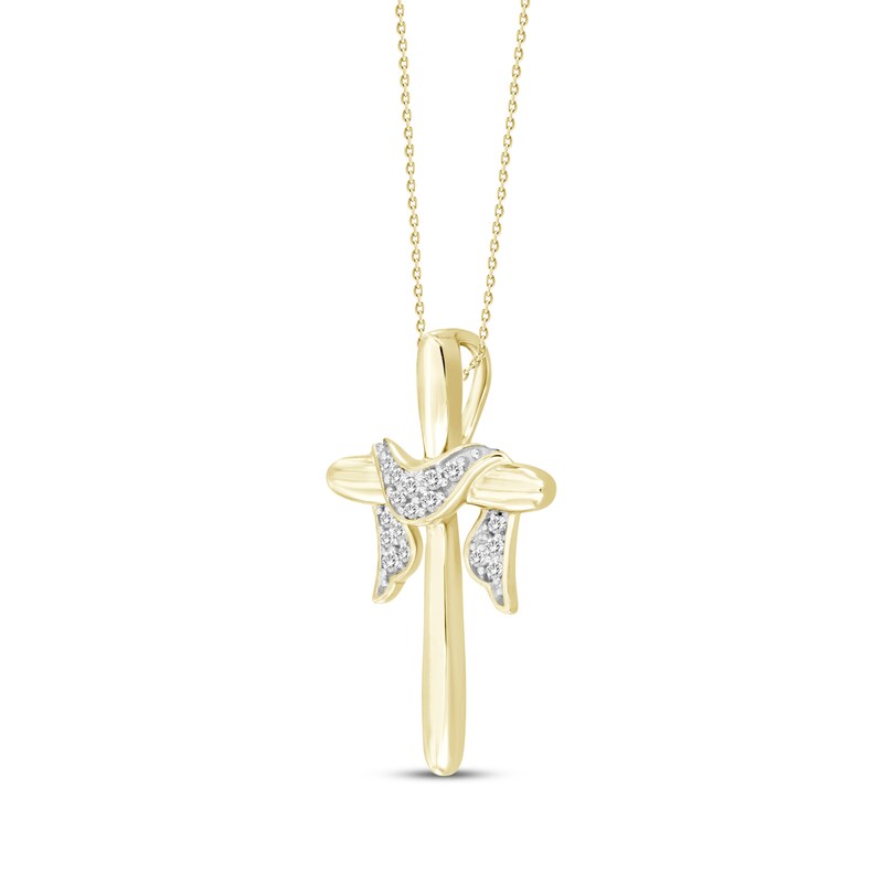 Main Image 2 of Diamond Draped Cross 1/20 ct tw 10K Yellow Gold 18"