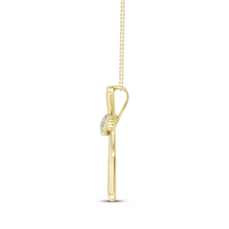 Main Image 3 of Diamond Draped Cross 1/20 ct tw 10K Yellow Gold 18"