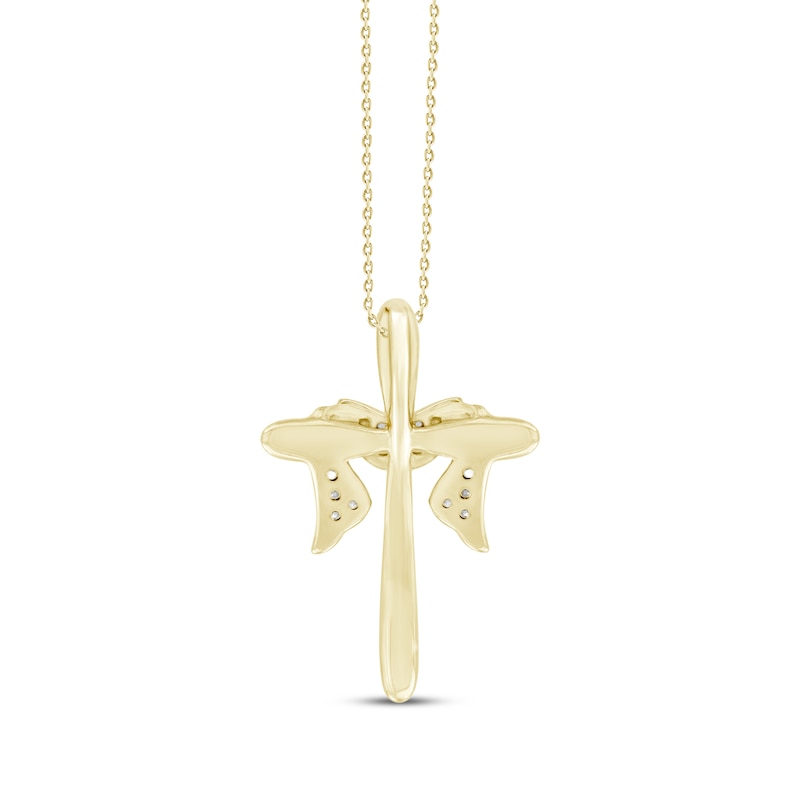 Main Image 4 of Diamond Draped Cross 1/20 ct tw 10K Yellow Gold 18"