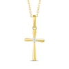 Thumbnail Image 1 of Diamond Accent Solitaire Puffed Cross Necklace 10K Yellow Gold 18"