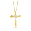 Thumbnail Image 1 of Diamond Solitaire Looping Cross Necklace 1/15 ct tw 10K Yellow Gold 18"