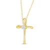 Thumbnail Image 2 of Diamond Solitaire Looping Cross Necklace 1/15 ct tw 10K Yellow Gold 18"