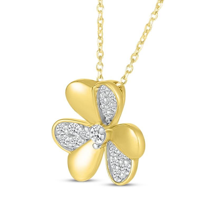 Main Image 2 of Diamond Clover Necklace 1/6 ct tw 10K Yellow Gold 18"
