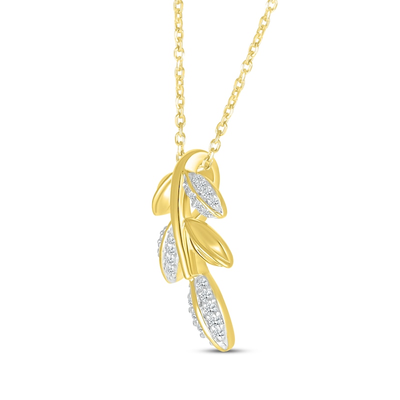 Main Image 2 of Diamond Branch Necklace 1/10 ct tw 10K Yellow Gold 18"