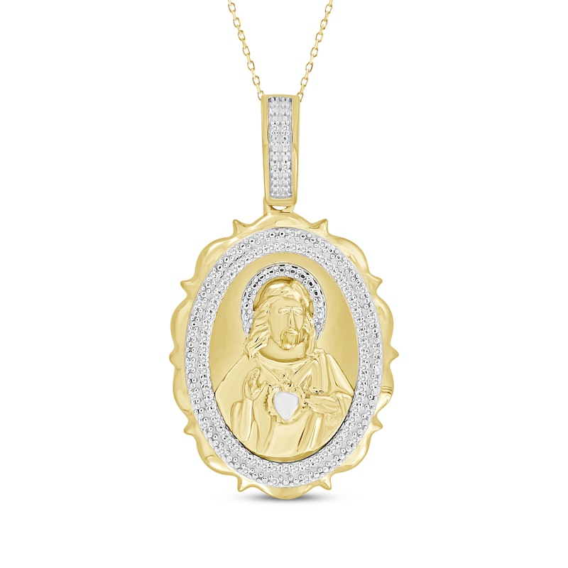 Main Image 1 of Diamond Sacred Heart of Jesus Charm 1/6 ct tw 10K Yellow Gold 18"