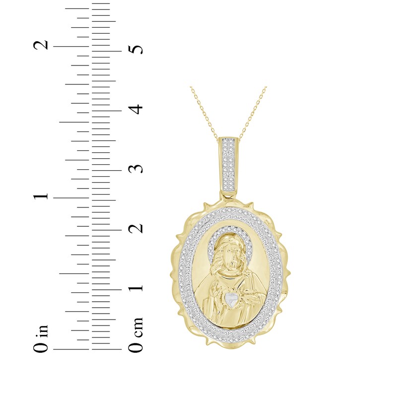 Main Image 2 of Diamond Sacred Heart of Jesus Charm 1/6 ct tw 10K Yellow Gold 18"