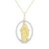 Thumbnail Image 1 of Diamond Mother Mary Oval Necklace 1/10 ct tw 10K Yellow Gold 18"