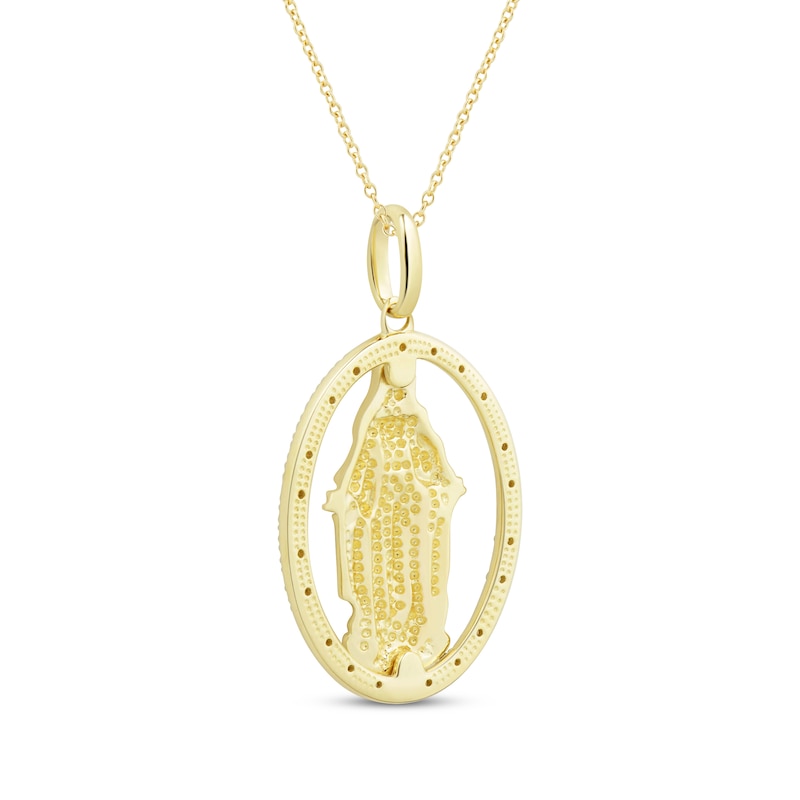 Main Image 3 of Diamond Mother Mary Oval Necklace 1/10 ct tw 10K Yellow Gold 18"