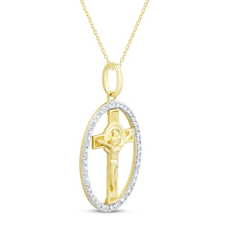 Main Image 2 of Diamond Crucifix Necklace 1/10 ct tw 10K Yellow Gold 18"