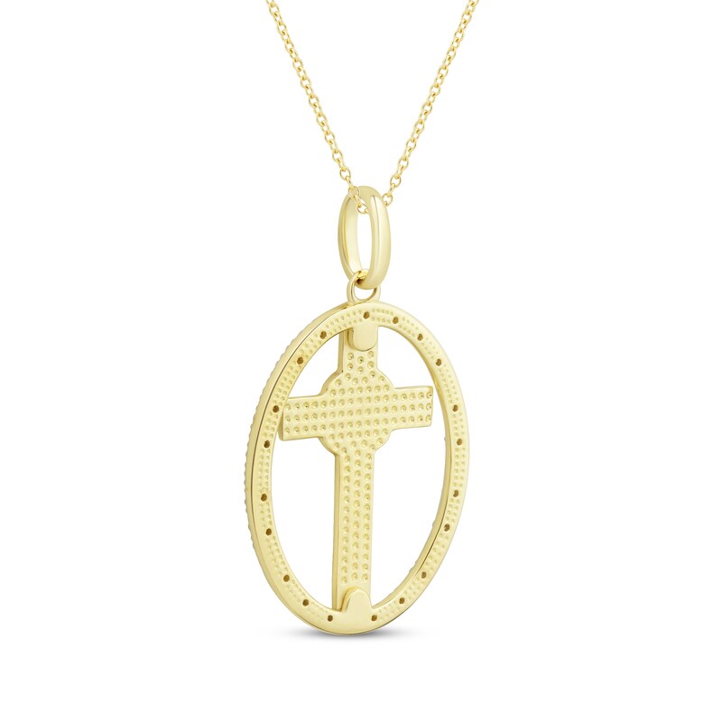 Main Image 3 of Diamond Crucifix Necklace 1/10 ct tw 10K Yellow Gold 18"