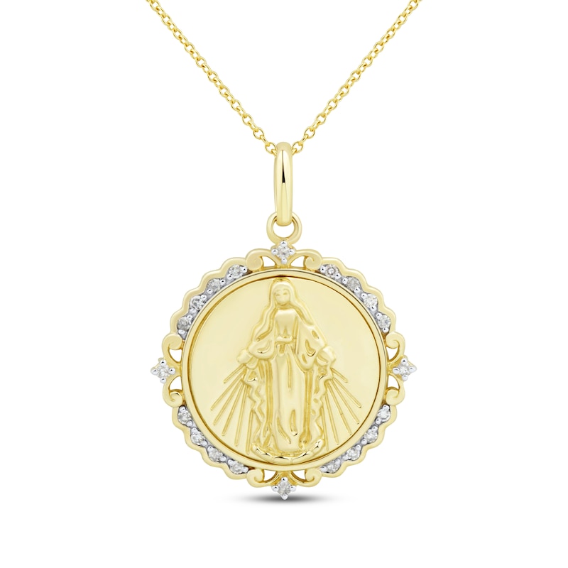 Rope Edge Photo & Initial Charms Necklace 10K Yellow Gold 18