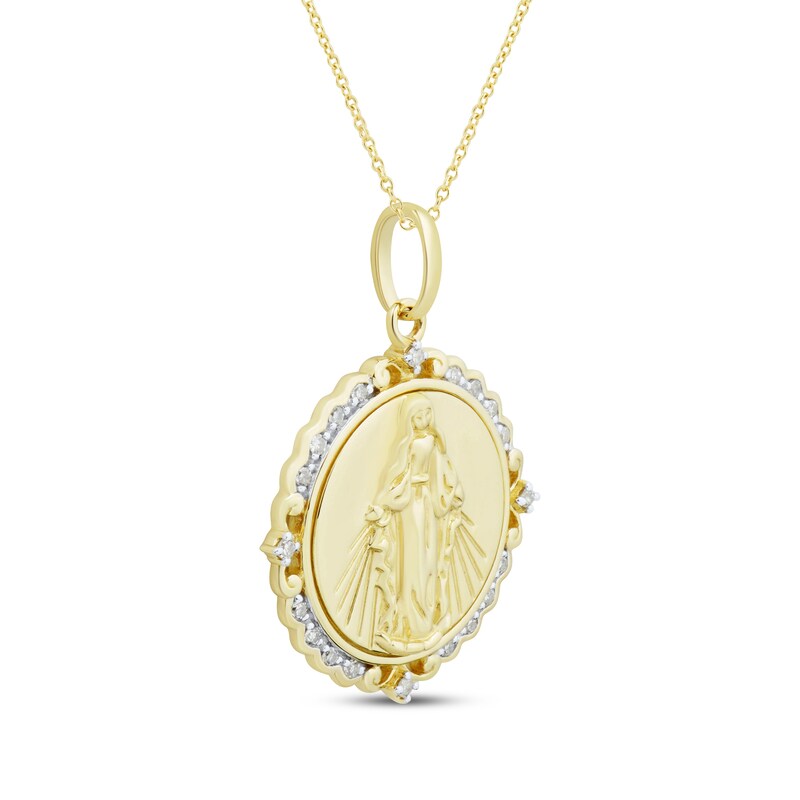 Main Image 2 of Diamond Virgin Mary Necklace 1/10 ct tw 10K Yellow Gold 18"