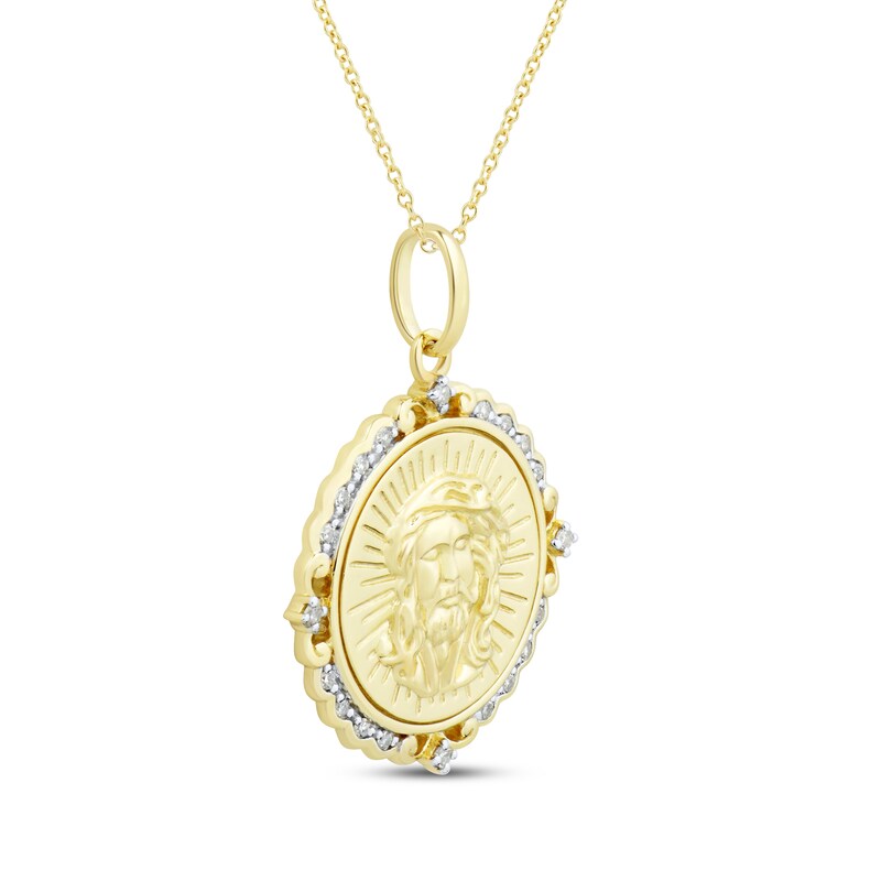 Diamond Face of Jesus Necklace 1/10 ct tw 10K Yellow Gold 18"