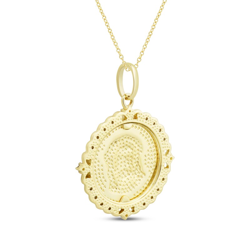 Diamond Face of Jesus Necklace 1/10 ct tw 10K Yellow Gold 18"