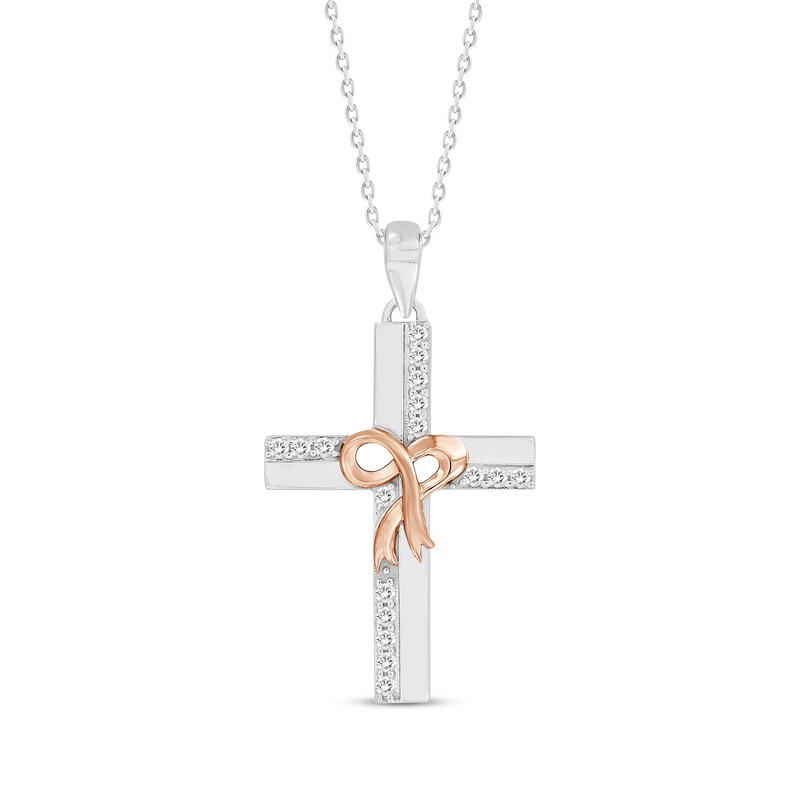 Main Image 1 of Diamond Cross Necklace 1/6 ct tw 10K Two-Tone Gold 18"