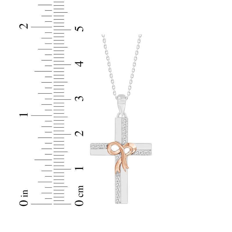 Main Image 2 of Diamond Cross Necklace 1/6 ct tw 10K Two-Tone Gold 18"