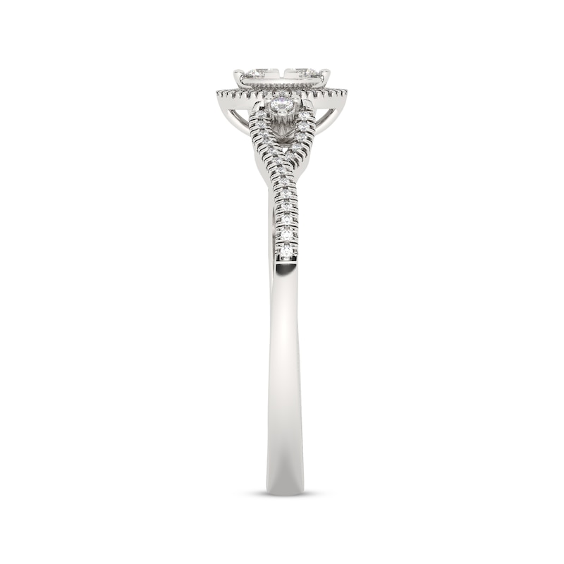 Main Image 3 of Multi-Diamond & Blue Sapphire Fashion Ring 1/6 ct tw 10K White Gold
