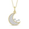 Thumbnail Image 1 of Diamond Crescent Moon Necklace 1/6 ct tw 10K Yellow Gold 18"