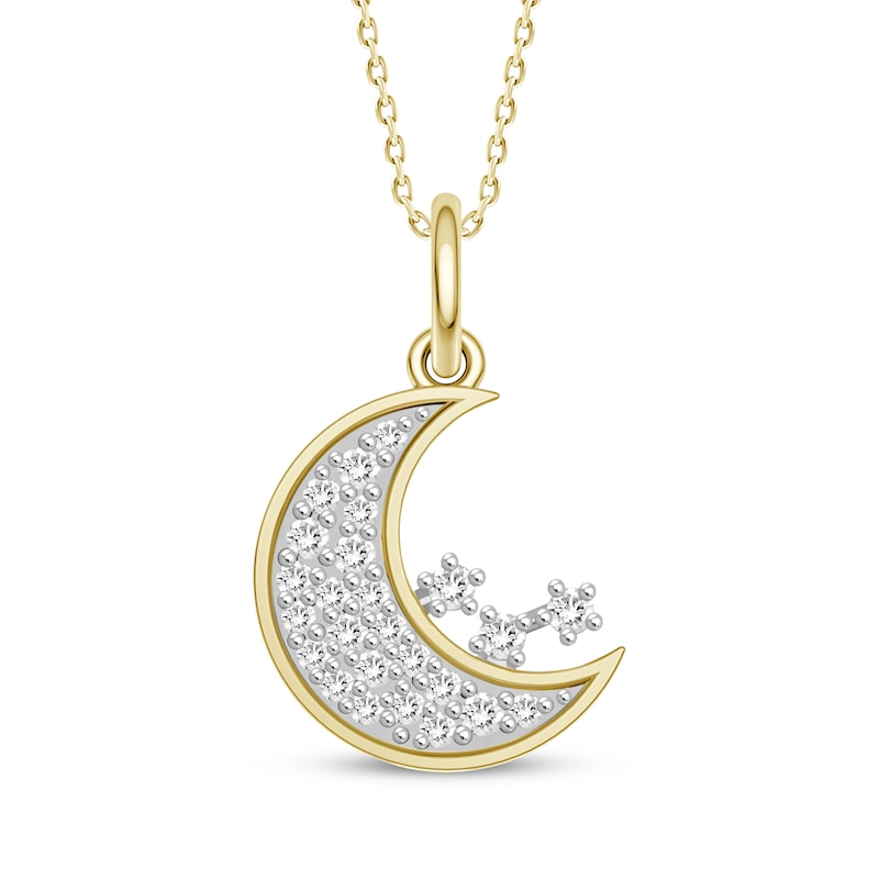 Main Image 1 of Diamond Crescent Moon Necklace 1/6 ct tw 10K Yellow Gold 18"