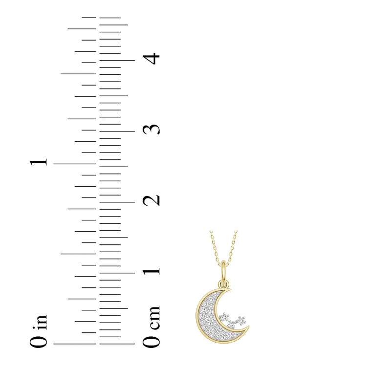 Main Image 3 of Diamond Crescent Moon Necklace 1/6 ct tw 10K Yellow Gold 18"