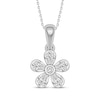 Thumbnail Image 1 of Baguette & Round-Cut Diamond Flower Necklace 1/5 ct tw 10K White Gold 18"