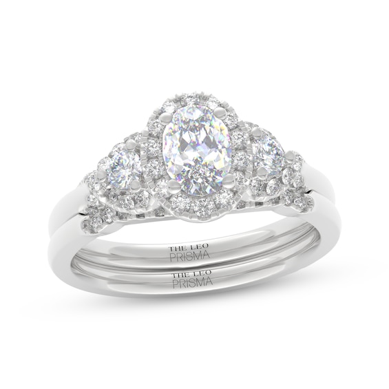 THE LEO Prisma Diamond Oval-Cut Three-Stone Bridal Set 1 ct tw 14K White Gold