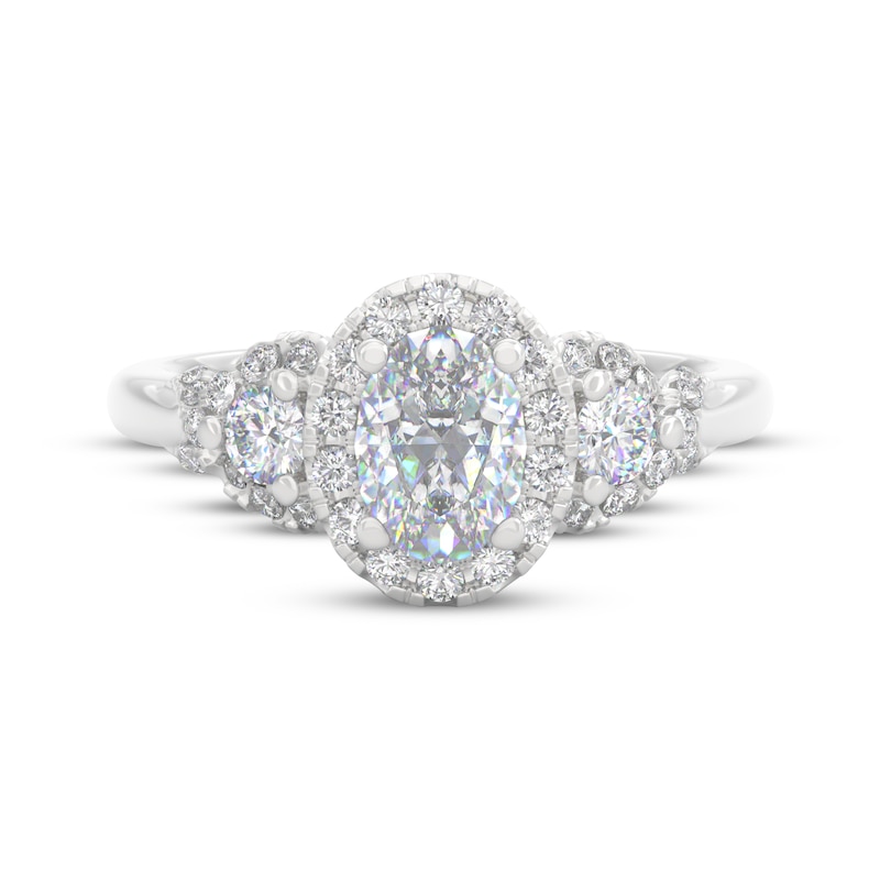 Main Image 3 of THE LEO Prisma Diamond Oval-Cut Three-Stone Engagement Ring 1 ct tw 14K White Gold